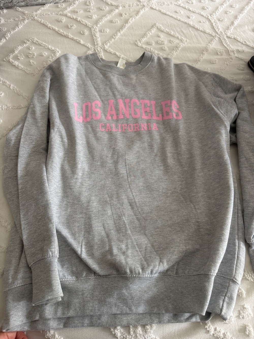 Los Angeles Graphic Crewneck Sweatshirt - Gray with Pink Print